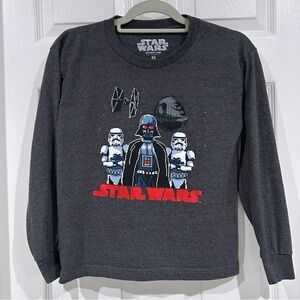 Star Wars Darth Vader Youth Boys Long Sleeve Graphic Tee Shirt Sz M Gray Unisex